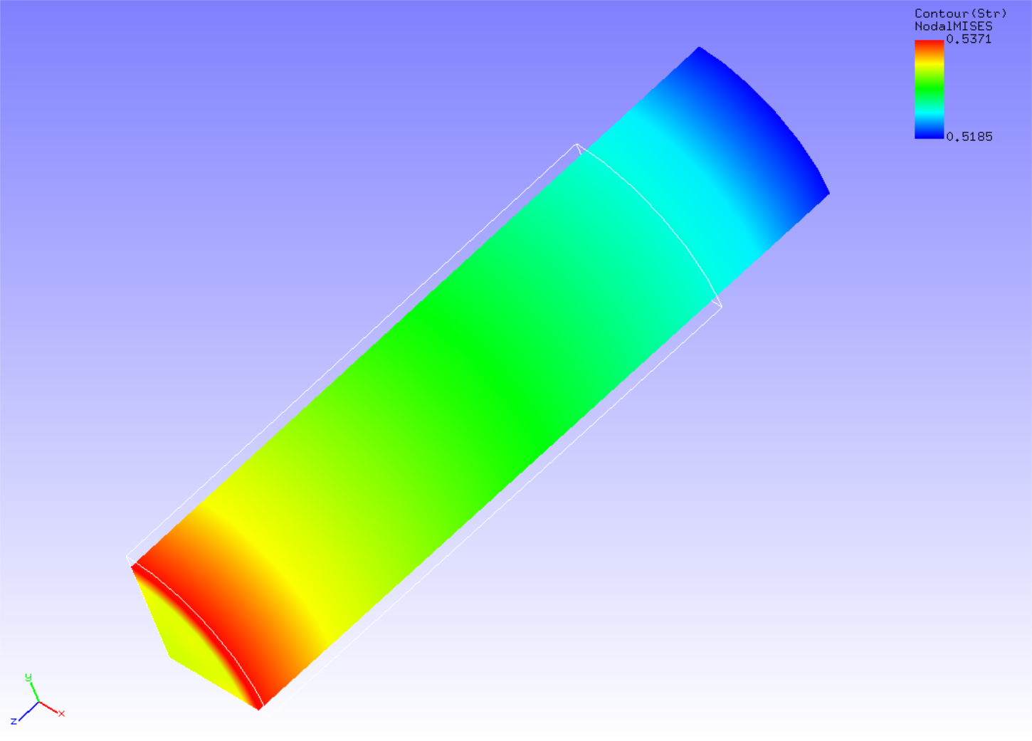 Analysis results for deformation and Mises stress
